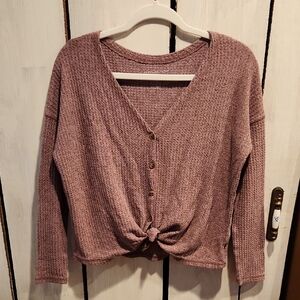 American Eagle Soft & Sexy Plush Cropped Waffle Knit Sweater